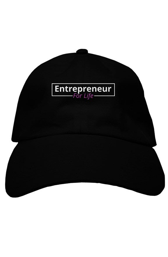 "Entrepreneur For Life" Soft Baseball Cap with White & Pink Lettering