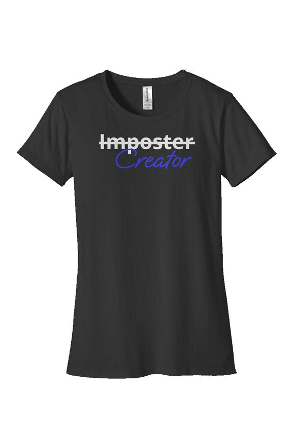 &quot;Creator&quot; Woman&#39;s Classic T Shirt with White &amp; Blue Lettering - Miller IP