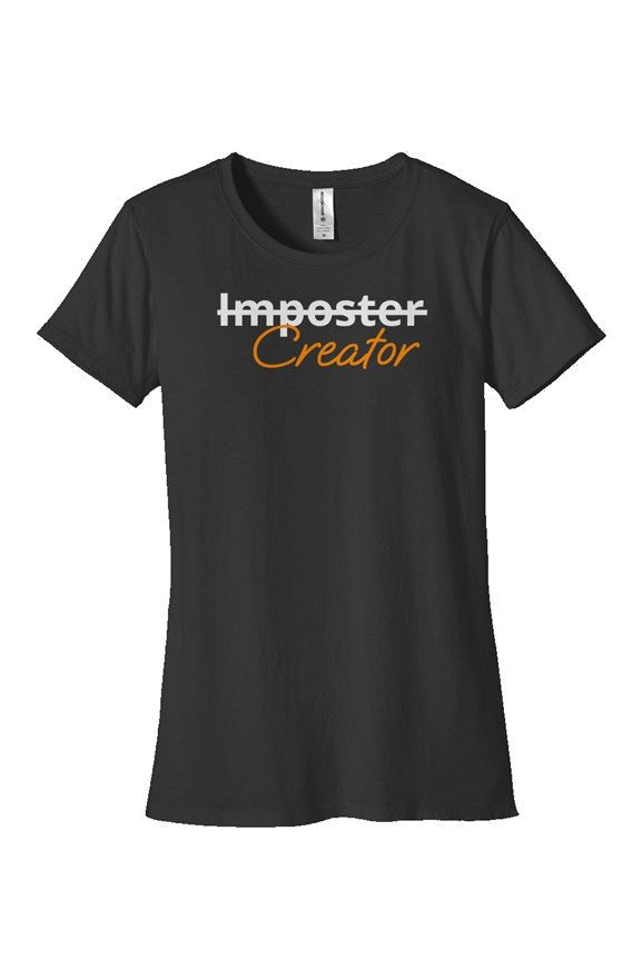 &quot;Creator&quot; Woman&#39;s Classic T Shirt with White &amp; Orange Lettering - Miller IP