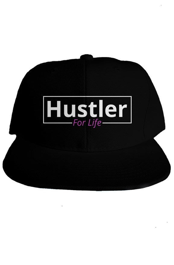 &quot;Hustler For Life&quot; Classic Snapback with White &amp; Pink Lettering - Miller IP