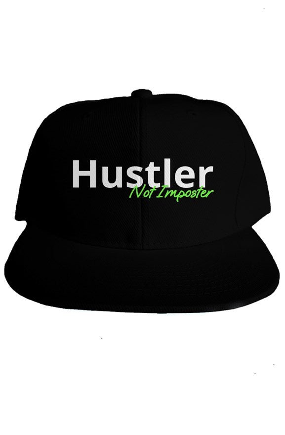 "Hustler Not Imposter" Classic Snapback with White & Green Lettering - Miller IP