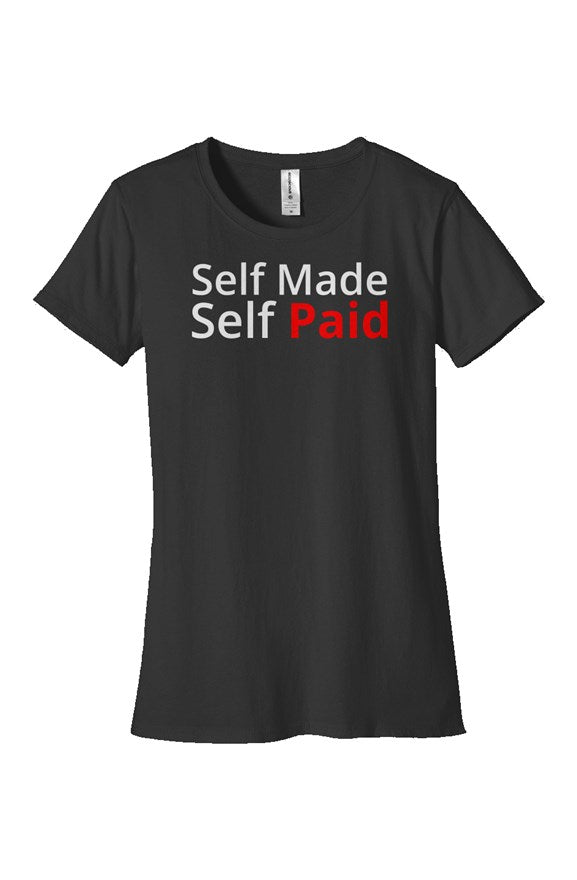 "Self Made Self Paid" Womens Classic T Shirt with White & Red Lettering