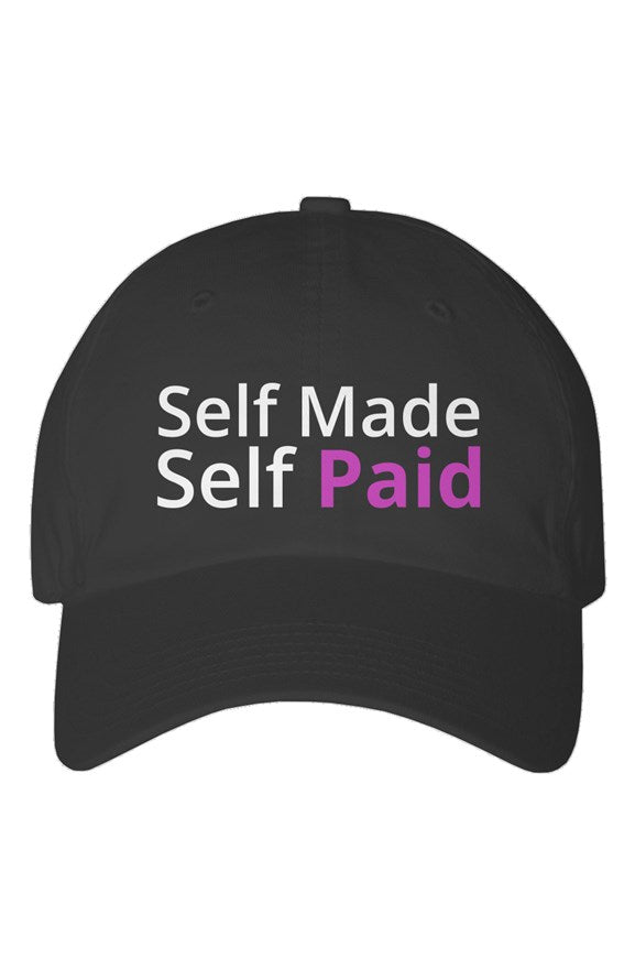 "Self Made Self Paid" Youth Dad Hat with White & Pink Lettering