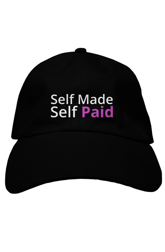 "Self Made Self Paid" Soft Baseball Caps with White & Pink Lettering