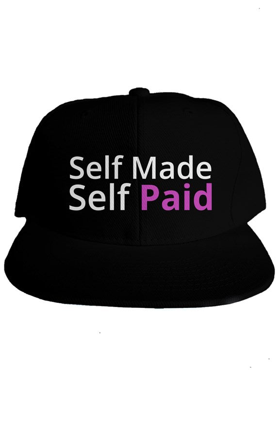 "Self Made Self Paid" Classic Snapback with White & Pink Lettering