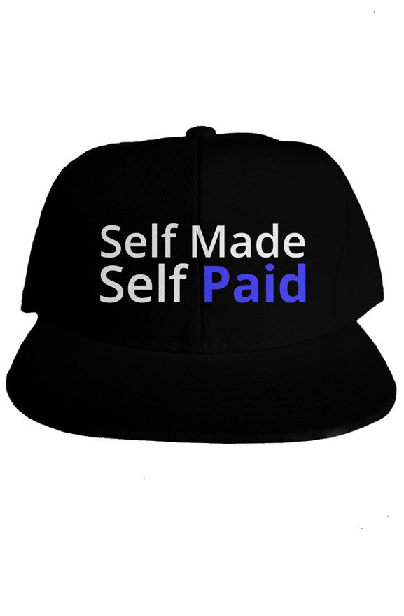 "Self Made Self Paid" Classic Snapback with White & Blue Lettering