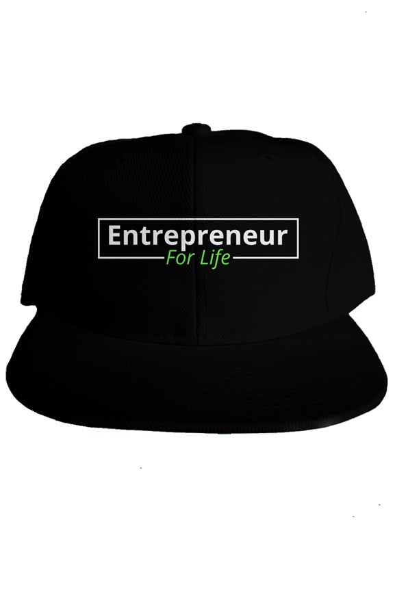 "Entrepreneur For Life" Classic Snapback with White & Green Lettering