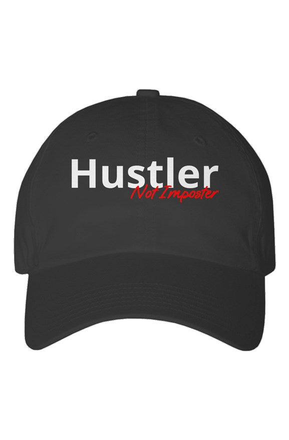 "Hustler Not Imposter" Youth Dad Hat with White & Red Lettering