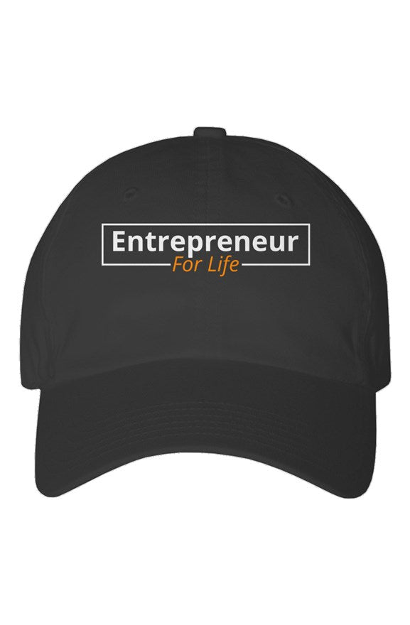 "Entrepreneur For Life" Youth Dad Hat with White & Orange Lettering