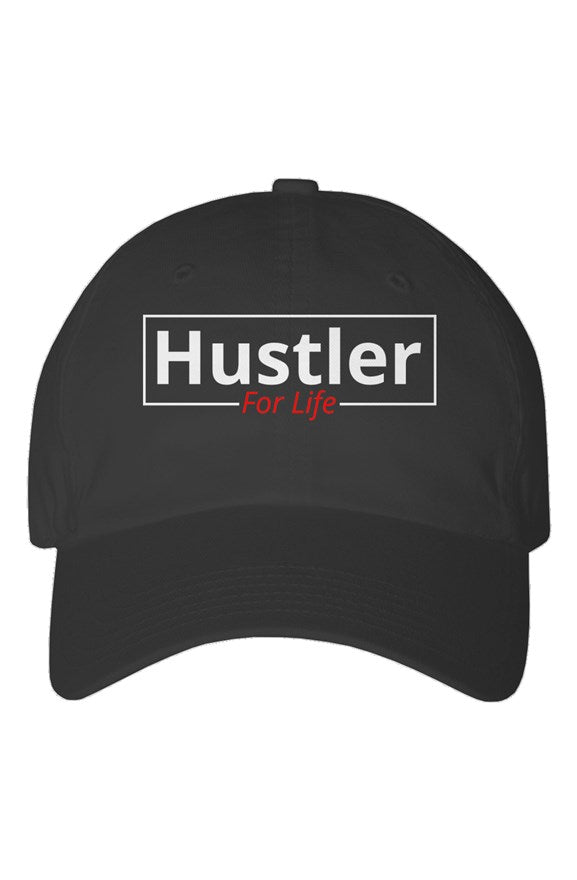 "Hustle For Life" Youth Dad Hat with White & Red Lettering