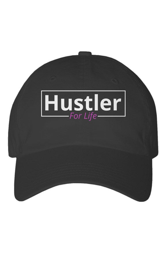 "Hustle For Life" Youth Dad Hat with White & Pink Lettering