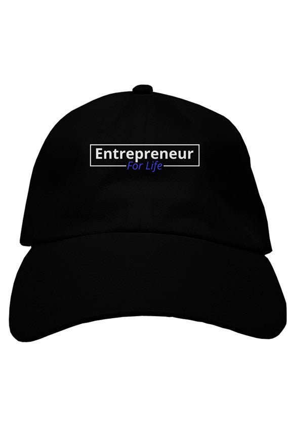 "Entrepreneur For Life" Soft Baseball Cap with White & Blue Lettering