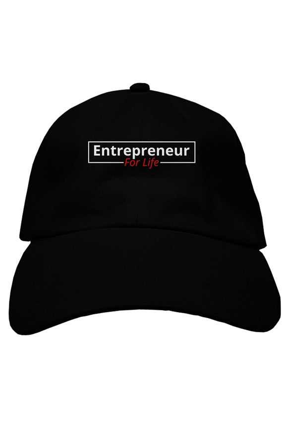 "Entrepreneur For Life" Soft Baseball Cap with White & Red Lettering