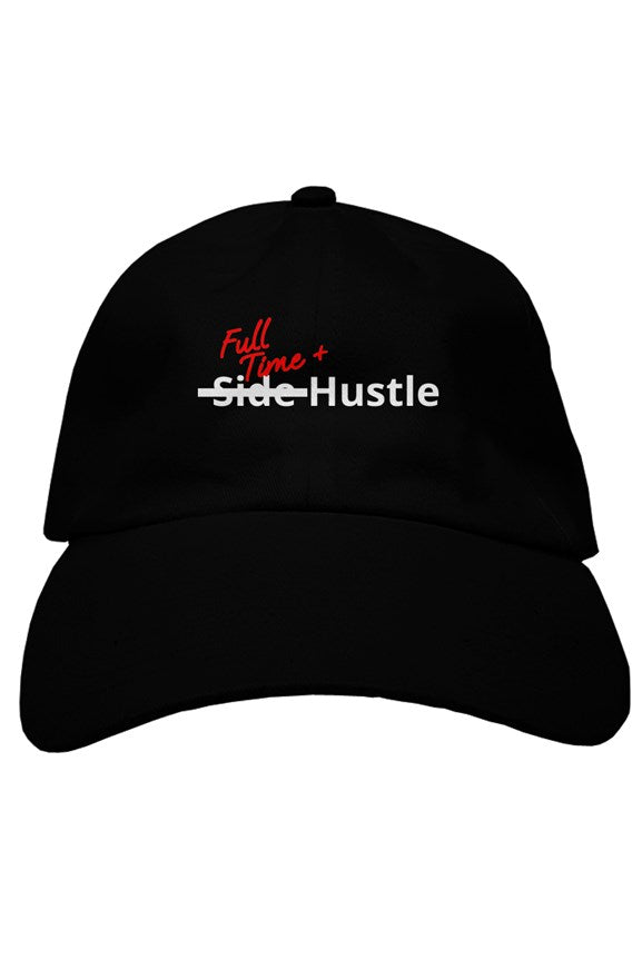 "Full Time+ Hustle" Soft Baseball Cap with White & Red Lettering