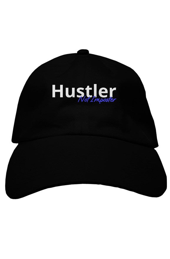 "Hustler Not Imposter" Soft Baseball Cap with White & Blue Lettering